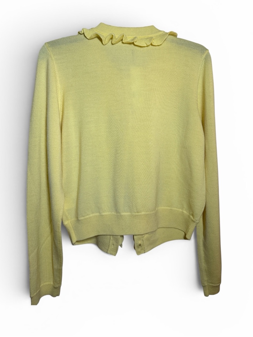 Alice + Olivia Dollie Ruffled Cashmere Cardigan in Yellow NWT - Picture 9 of 11